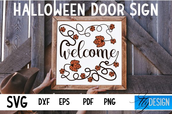 Halloween Door Sign SVG | Square Door Hanger | Round Sign For Cheap